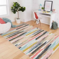 Coupon 😀 Mohawk Home Brushed Stripe Abstract Area Rug ⌛