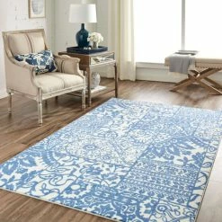 Promo 💯 Mohawk Home Mohawk Prismatic Brocade Floral Patchwork Area Rug Blue 🔥
