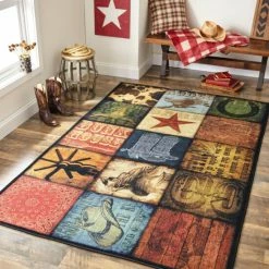 Best Pirce 🌟 Mohawk Home Cowboy Patches Southwestern Area Rug 👏