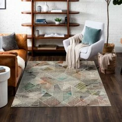 Promo 😍 Mohawk Home Cantu Geometric Striped Contemporary Area Rug 💯