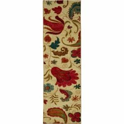 Promo 🔔 Mohawk Home Strata Tropical Floral Paisley Area Rug Tan/red ✨ -Mohawk Home shop unnamed file 1821