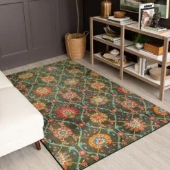 Wholesale ✨ Mohawk Home Bexley Ornamental Grey Floral Ogee Trellis Area Rug 🤩