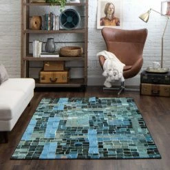 Top 10 🧨 Mohawk Home Cobblestone Abstract Mosaic Area Rug Blue ✔️