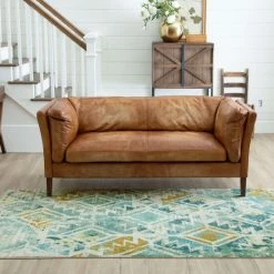 Promo ⭐ Mohawk Home Danae Distressed Boho Diamond Abstract Area Rug Blue/white/gold 🧨