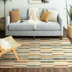 Best Pirce 👍 Mohawk Home Riverbend Geometric Stripe Area Rug Multi 🌟