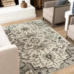 New ✔️ Mohawk Home Pandora Medallion High Low Machine Woven Floral Area Rug Grey ✨ -Mohawk Home shop unnamed file 2156