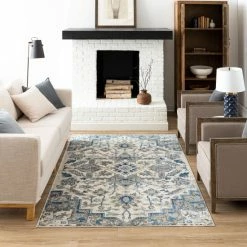 New ✔️ Mohawk Home Pandora Medallion High Low Machine Woven Floral Area Rug Grey ✨ -Mohawk Home shop unnamed file 2158