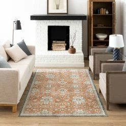 Cheapest 👏 Mohawk Home Delphi Oriental Ornamental Machine Washable Area Rug Dark Orange ✨ -Mohawk Home shop unnamed file 2203