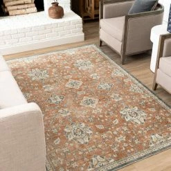 Cheapest 👏 Mohawk Home Delphi Oriental Ornamental Machine Washable Area Rug Dark Orange ✨ -Mohawk Home shop unnamed file 2204