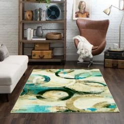 Promo ⭐ Mohawk Home Canvas Rings Abstract Geometric Area Rug 😉