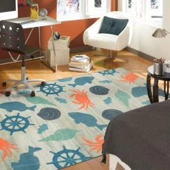 Buy ✔️ Mohawk Home Coastal Otomi Area Rug Blue/orange/grey 🎉