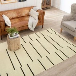 Flash Sale ⭐ Mohawk Home Kenza Cream Grey Geometric Stripe Area Rug Cream/grey 💯