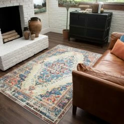 Buy 🧨 Mohawk Home Kellen Ornamental Heriz Area Rug Teal ⭐ -Mohawk Home shop unnamed file 2718