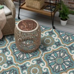 Cheap 🌟 Mohawk Home Indoor/Outdoor Nemi Boho Medallion Patio Area Rug Teal 🔥 -Mohawk Home shop unnamed file 3123