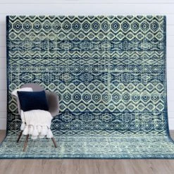 Cheap 🔔 Mohawk Home Distressed Stripe Blue Area Rug 🔥