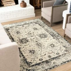 Flash Sale 🤩 Mohawk Home Fredia High Low Machine Woven Floral Area Rug Grey/dark Blue ❤️ -Mohawk Home shop unnamed file 3153