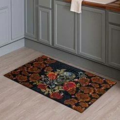 Best Sale 💯 Mohawk Home Skull Roses Black Kitchen Mat ✨
