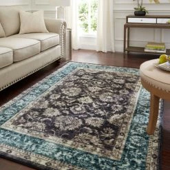 Cheap 👍 Mohawk Home Worcester Traditional Floral Ornamental Area Rug Teal 🌟
