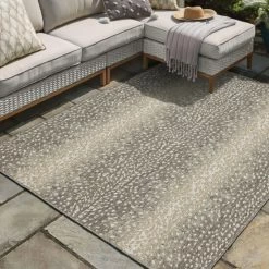 Promo 🎁 Mohawk Home Indoor/Outdoor Oribi Skin Animal Print Patio Area Rug Light Grey ⌛