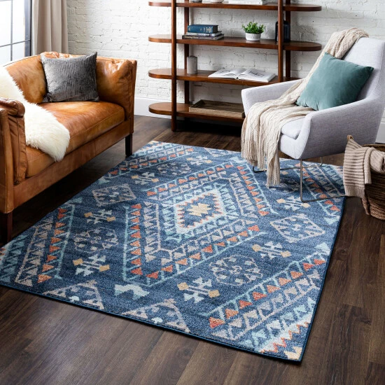 Best Pirce ๐ Mohawk Home Fleming Southwestern Striped Medallion Area Rug Blue ๐ 2 Best Pirce ๐ Mohawk Home Fleming Southwestern Striped Medallion Area Rug Blue ๐ - Image 2