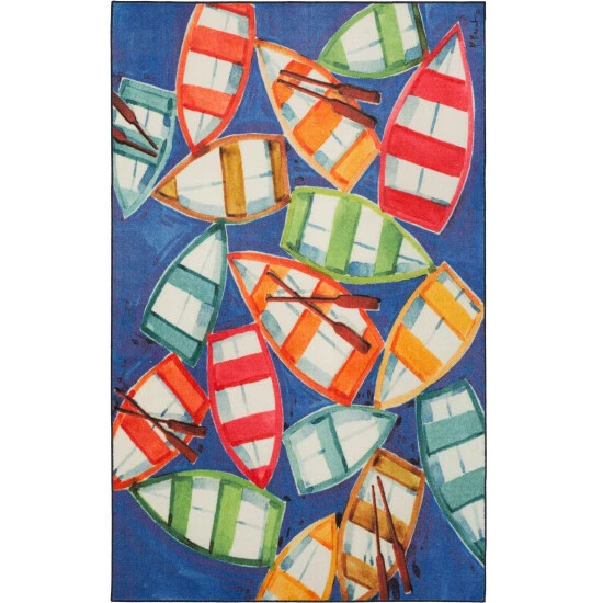 Outlet ๐ Mohawk Home Rowboat Rendezvous Area Rug Blue/green/red โญ 2 Outlet ๐ Mohawk Home Rowboat Rendezvous Area Rug Blue/green/red โญ - Image 2