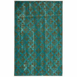 Best Pirce 💯 Mohawk Home Fleur De Lis Aqua Blue Area Rug Teal 🤩