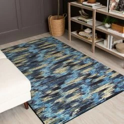 Best Sale 🔥 Mohawk Home Warrick Contemporary Abstract Stripe Area Rug Navy 👍