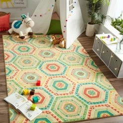 Best Pirce 😀 Mohawk Home Southwest Geometric Area Rug Green/teal/yellow ✔️ -Mohawk Home shop unnamed file 3675