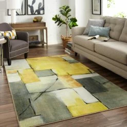 Deals 🛒 Mohawk Home Painted Geo Abstract Geometric Area Rug Yellow/grey 👍
