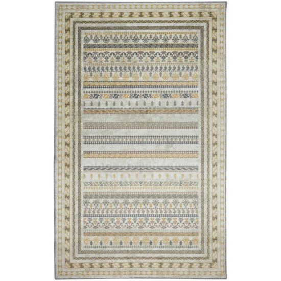 Budget ๐ Mohawk Home Alakol Striped Border Area Rug Gold ๐ 2 Budget ๐ Mohawk Home Alakol Striped Border Area Rug Gold ๐ - Image 2