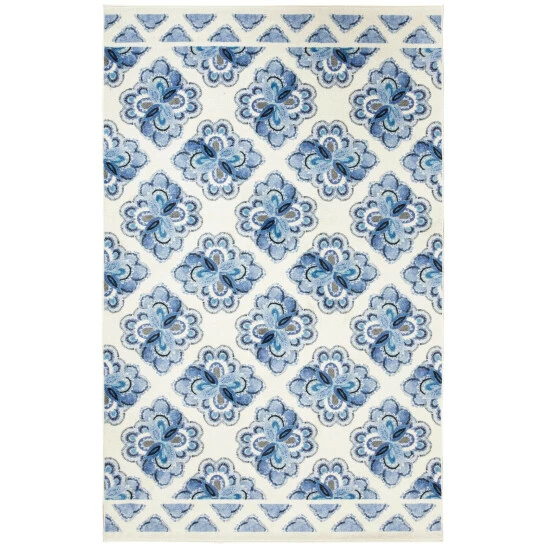 Outlet ๐ฅฐ Mohawk Home Almafi Stamp Boho Area Rug Cream/blue ๐ 2 Outlet ๐ฅฐ Mohawk Home Almafi Stamp Boho Area Rug Cream/blue ๐ - Image 2