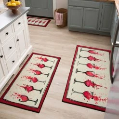 Brand new 👍 Mohawk Home Machine Washable Watercolor Wine Kitchen Accent Rug 🧨