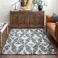 Best Pirce 👍 Mohawk Home Global Hip Ikat Tribal Area Rug Charcoal 💯