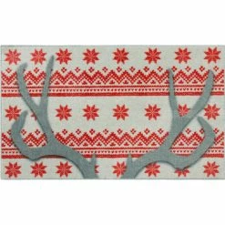 Hot Sale ⭐ Mohawk Home Holiday Antlers Red Area Rug Ivory/red/grey/black ⌛