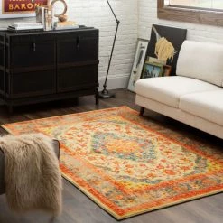 Top 10 💯 Mohawk Home Bellepoint Traditional Persian Medallion Area Rug Faded Sky 😍