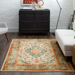 Top 10 💯 Mohawk Home Bellepoint Traditional Persian Medallion Area Rug Faded Sky 😍 -Mohawk Home shop unnamed file 4117