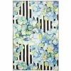 Brand new 😀 Mohawk Home Abstract Floral Stripe Area Rug Blue/white/black 🌟