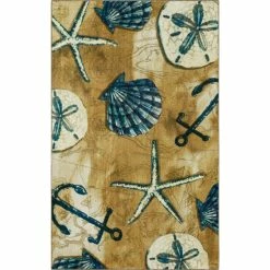 Hot Sale ⌛ Mohawk Home Tide Pool Shells Coastal Area Rug Beige/blue/tan 👏