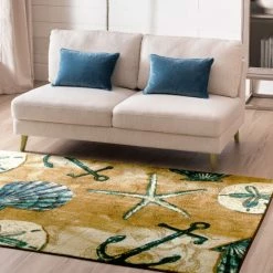 Hot Sale ⌛ Mohawk Home Tide Pool Shells Coastal Area Rug Beige/blue/tan 👏 -Mohawk Home shop unnamed file 4177