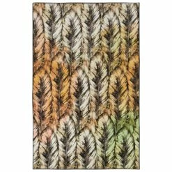 Promo 🎁 Mohawk Home Painted Feathers Boho Southwestern Area Rug Green/tan 💯