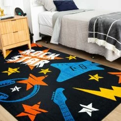 Coupon ⌛ Mohawk Home Rock Star Guitar Kids Playroom Area Rug Red ⭐