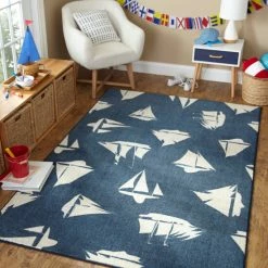 Best Sale ✨ Mohawk Home Blue Boats Nautical Area Rug ⌛