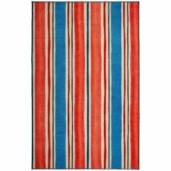 Deals 🥰 Mohawk Home Coastal Stripe Area Rug Red 🤩