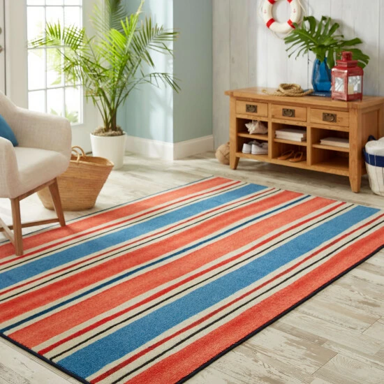 Deals 🥰 Mohawk Home Coastal Stripe Area Rug Red 🤩 2 Deals 🥰 Mohawk Home Coastal Stripe Area Rug Red 🤩 - Image 2