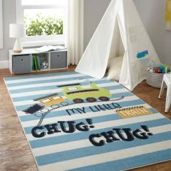 Flash Sale 😀 Mohawk Home My Little Train Kids Area Rug Blue/beige 🎁