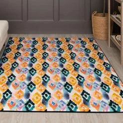 Coupon 🛒 Mohawk Home Watercolor Ikat Dark Orange Contemporary Striped Area Rug 😀 -Mohawk Home shop unnamed file 4540