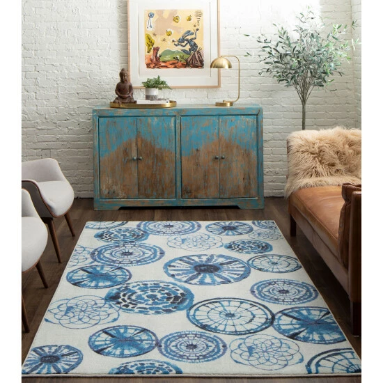 Brand new โญ Mohawk Home Navy Bohemian Circle Medallion Area Rug ๐ 1 Brand new โญ Mohawk Home Navy Bohemian Circle Medallion Area Rug ๐