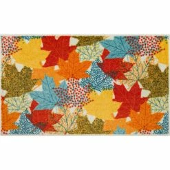 Promo 💯 Mohawk Home Multi-Color Leaves Multi Area Rug Orange/red ⭐