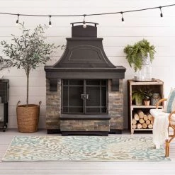 Budget 🔔 Mohawk Home Indoor/Outdoor Sea Kelp Nautical Patio Area Rug Blue ❤️