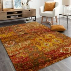New 😉 Mohawk Home Odell Boho Patchwork Area Rug Orange 👍 -Mohawk Home shop unnamed file 681